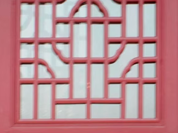 Wood carved red wood grain hollow door texture (ID:ffaaf5414)