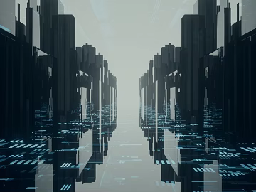 Cyberwind Blue Grey Digital Urban Scene texture (ID:ffaeh745274)