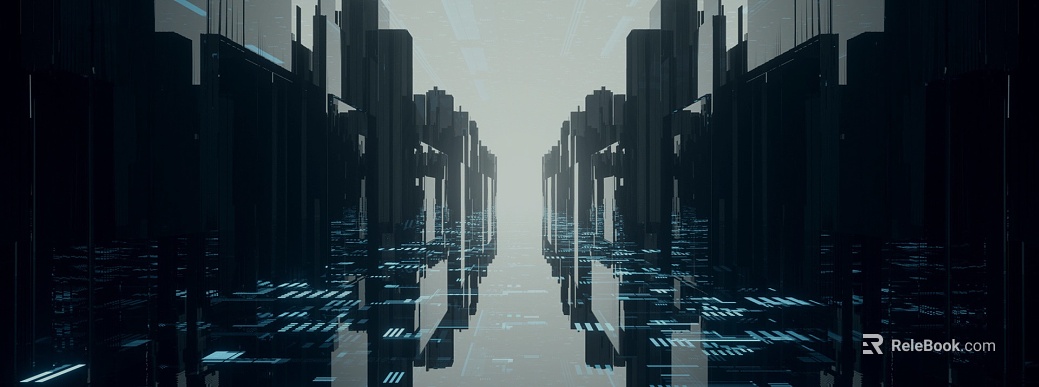 Cyberwind Blue Grey Digital Urban Scene texture