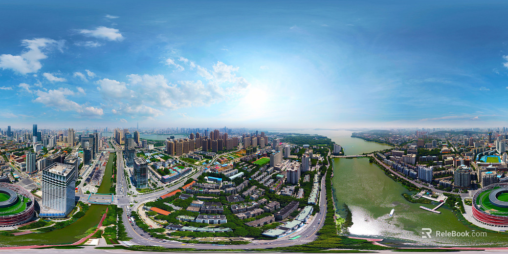 HDR city building bird's eye view panorama texture