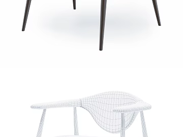 Modern Simple Fabric Dining Chair 3d model