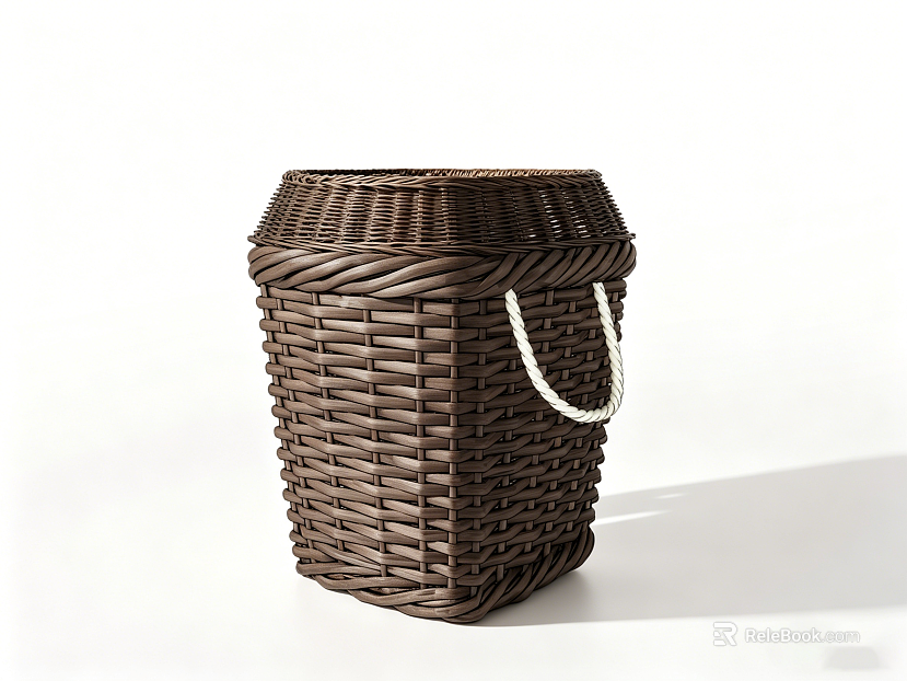 Dark brown rattan storage basket texture