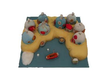 Cartoon Style Island Cabin Scene 3d model