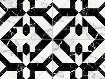 Modern Middle Ancient Style Black and White Stone Parquet Flower Geometric Pattern Water Knife Stone Parquet Floor Tile Light Luxury Black and White Parquet Marble 3d model