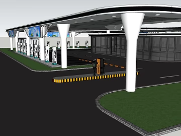 Outdoor parking view Modern charging station 3d model
