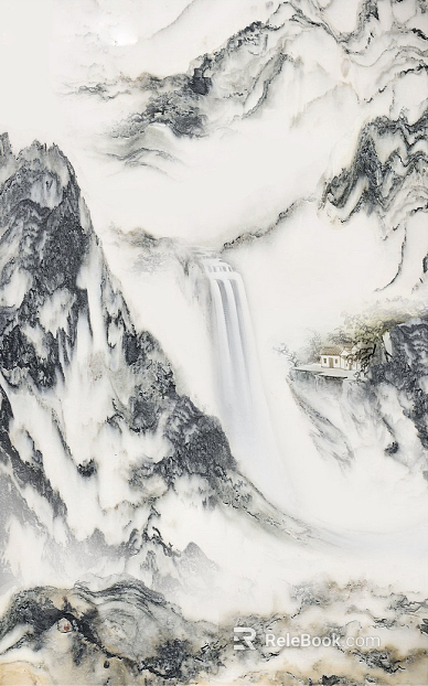 Landscape marble flowing water pattern black and white texture