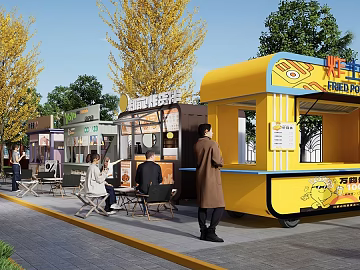 Modern commercial street snack car scene texture (ID:ffaeh311284)