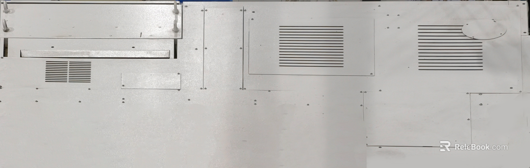 Silver white metal perforated plate industrial equipment finish texture