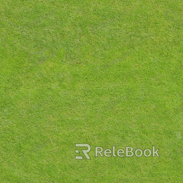 A vibrant green turf, neatly trimmed, stretches across the image, dotted with blades of grass swaying gently in the breeze, presenting a fresh, lush carpet under the bright sky.