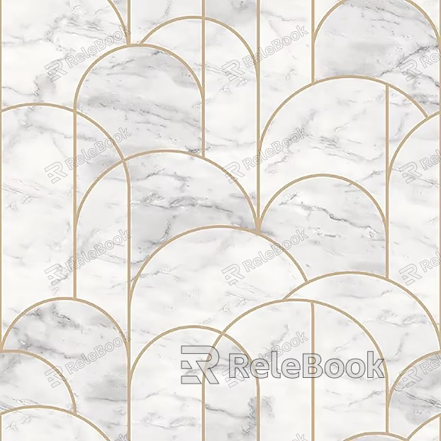 Marble mosaic tile with metal edge texture