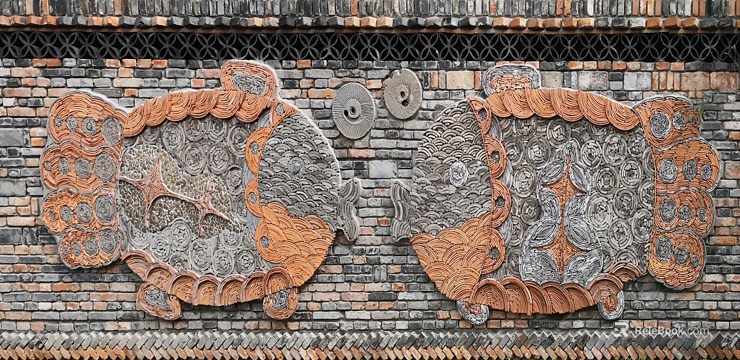 Old brick wall in relief texture