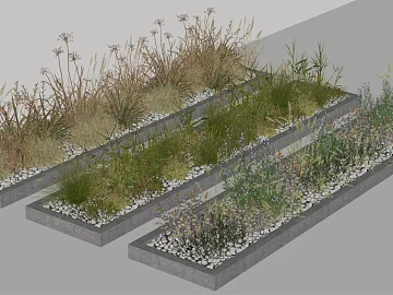 Natural Herbaceous Landscape Flower Pond 3d model