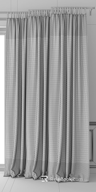 Light gray plaid curtains bedroom window texture
