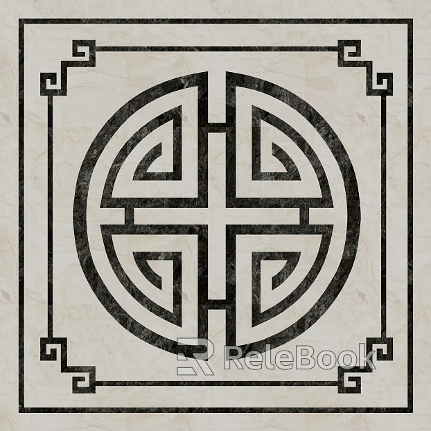 Marble patchwork round pattern black and white texture