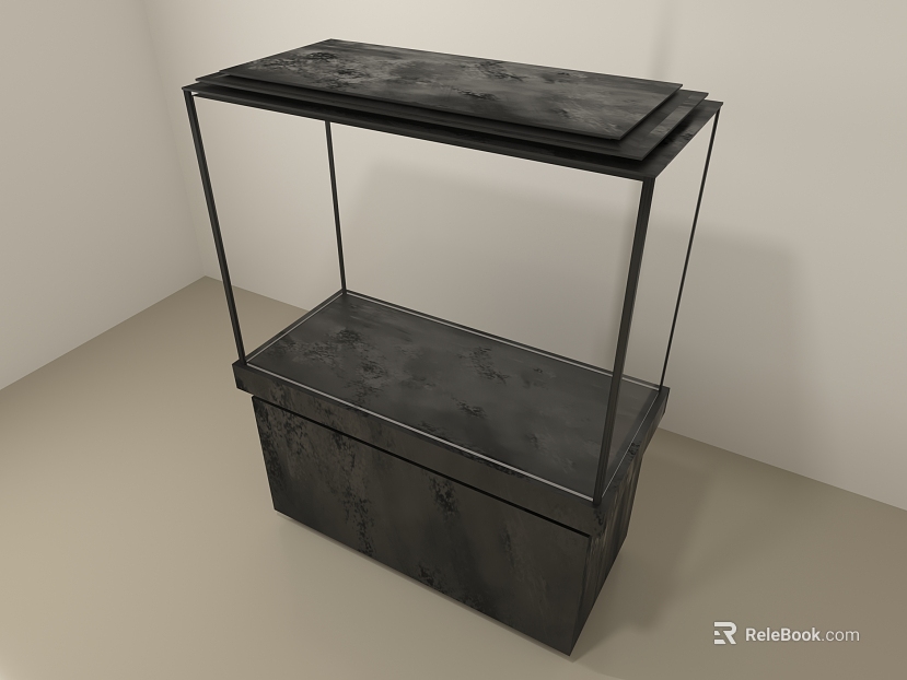 Dark gray distressed metal display cabinet panel texture