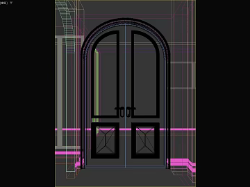 Retro Black Metal Double Arch Entry Door texture (ID:ffaeh663524)