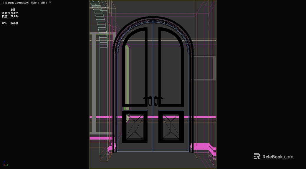 Retro Black Metal Double Arch Entry Door texture