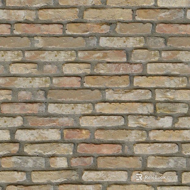 Yellow and Red Retro Brick Wall Finish texture