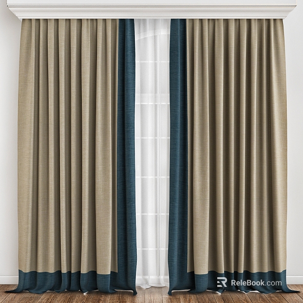 Coffee blue color block fabric curtains texture