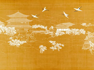 Retro cloth lines pavilion landscape background texture (ID:ffach009158)