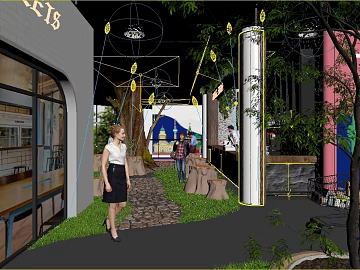 Natural wind commercial street scene renderings texture (ID:ffaeh031386)