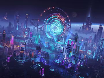 Cyberpunk City Night View texture (ID:ffaeh528464)