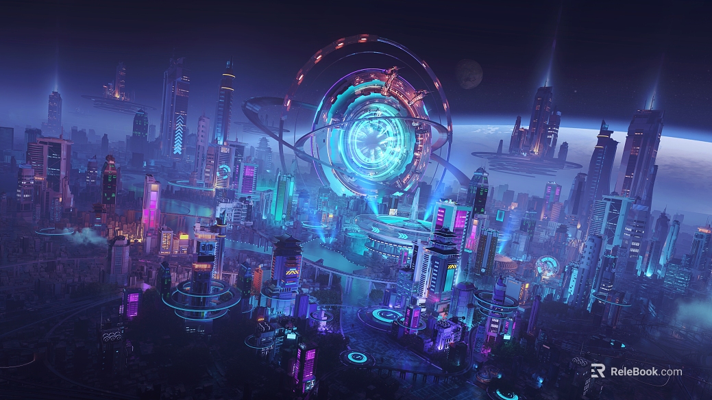 Cyberpunk City Night View texture