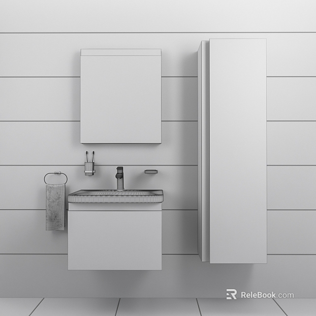 White strip tile bathroom wall texture