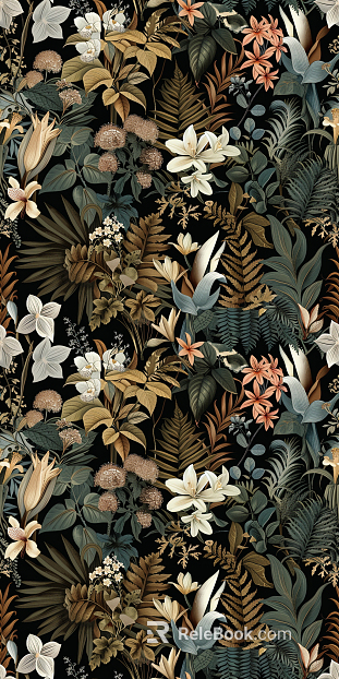 Modern plant print wallpaper texture