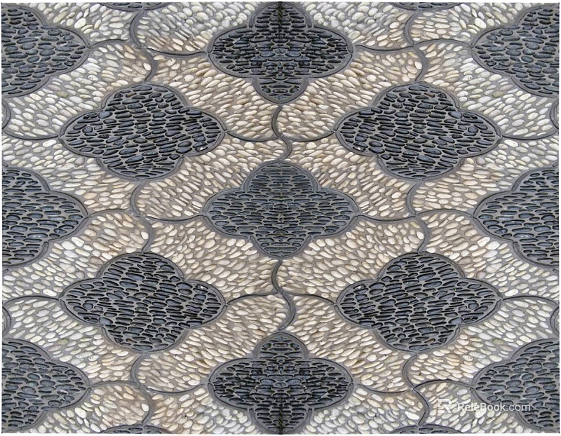Gray-white flower-shaped mosaic ground decoration texture
