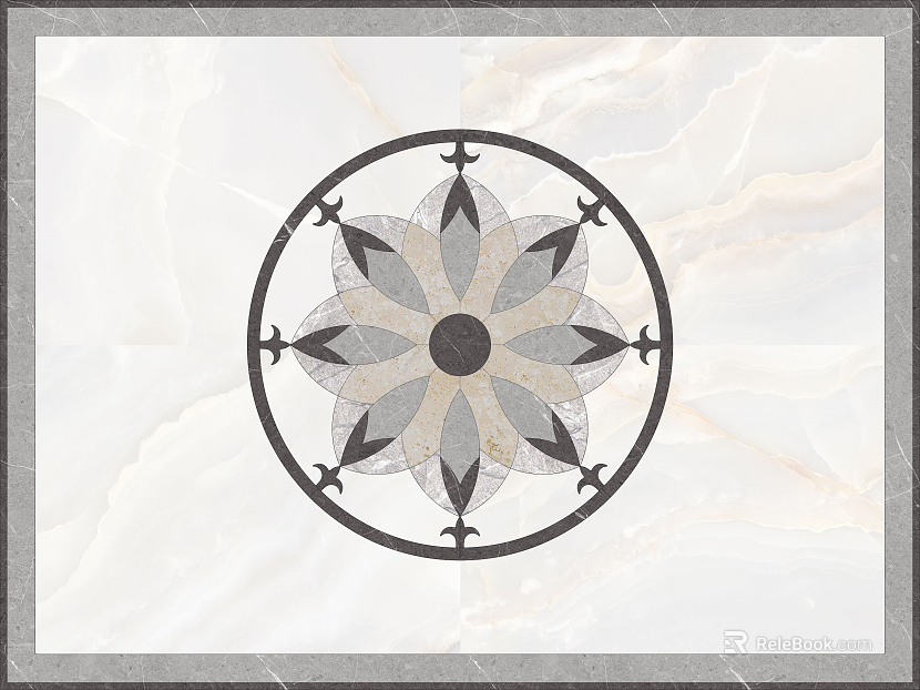 Marble mosaic round black and white ground texture