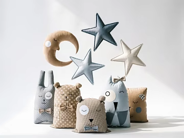 Shallow fabric pillow for children 3d model