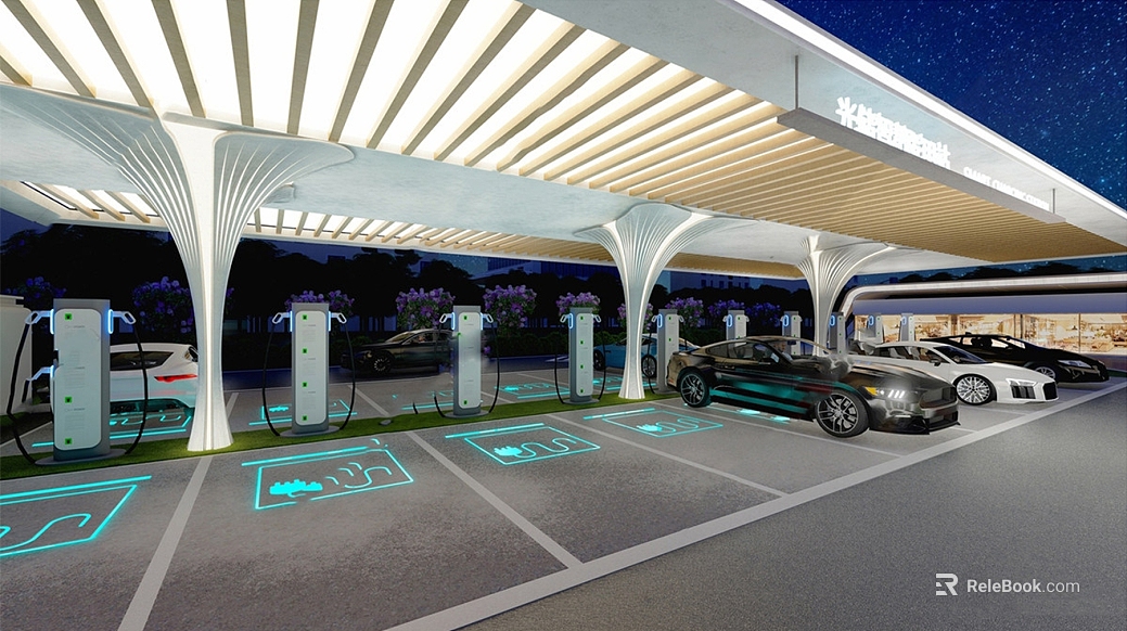 modern new energy vehicle charging station texture