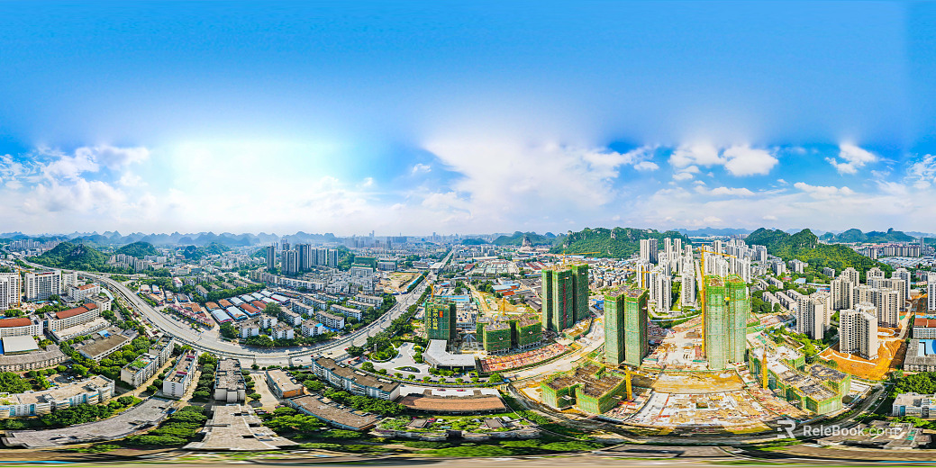 Daytime city bird's eye view HDR texture