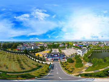 Urban Township Bird's Eye View Farmland Daytime HDR texture (ID:ffach832746)