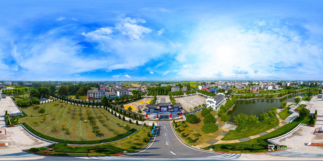 Urban Township Bird's Eye View Farmland Daytime HDR texture