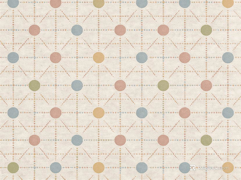 Beige and colorful polka-dot rug texture