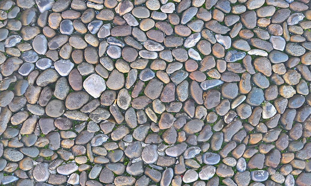 Pebble patchwork floor tile sidewalk road ground street square paving texture