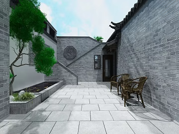 New Chinese style gray brick courtyard texture (ID:ffaeh125951)