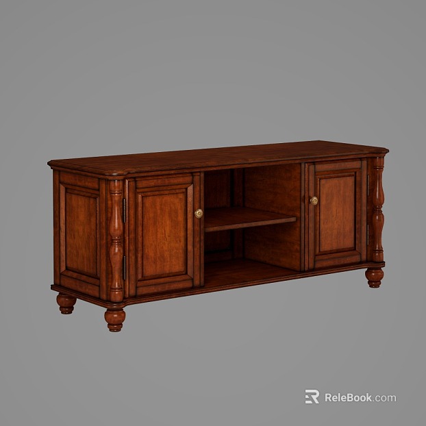 American dark brown solid wood TV cabinet texture