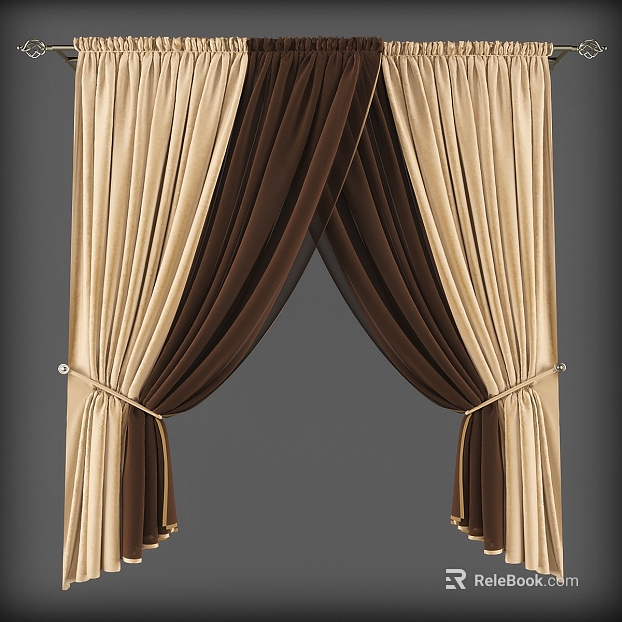 Brown Rice Color-block Flannel Curtain Bedroom texture