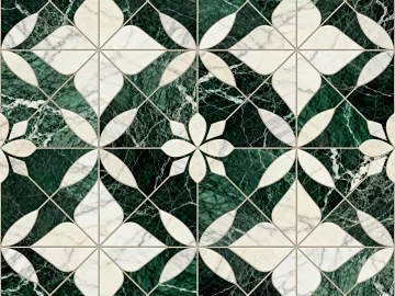 Chinese Style Entry Luxury Industrial Style Green White Stone Mosaic Flower Pattern Water Cutter Mosaic Stone Mosaic Green Stone Mosaic 3d model
