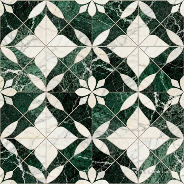 Chinese Style Entry Luxury Industrial Style Green White Stone Mosaic Flower Pattern Water Cutter Mosaic Stone Mosaic Green Stone Mosaic texture