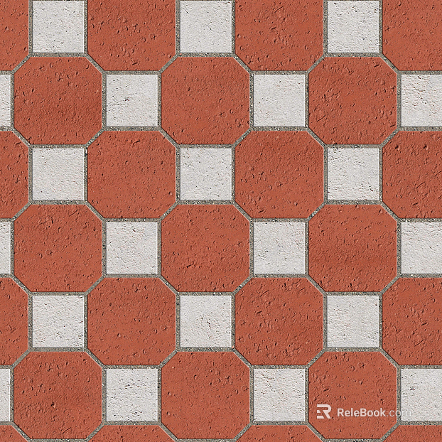 Pottery Tile Geometric Patchwork Floor Tile Sidewalk Road Ground Square Paving texture