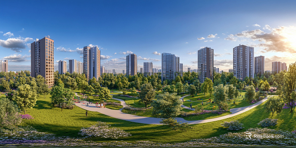Modern Daytime Community Greening Panoramic HDR texture