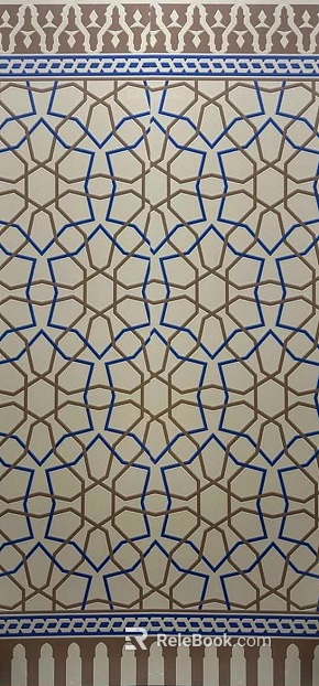 Ethnic Blue Brown Tile Wall Decoration texture