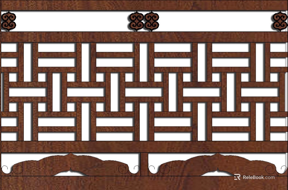 Chinese dark brown wood carved partition texture