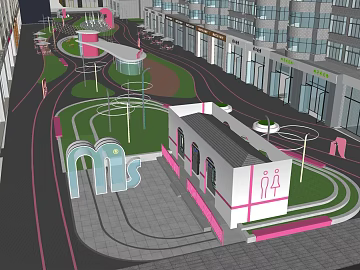 Landscape Model of Modern Commercial Block 3d model