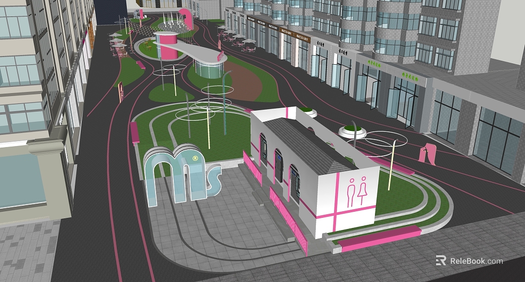 Landscape Model of Modern Commercial Block texture