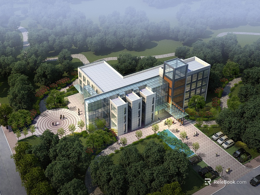 Modern wind office building park landscape texture